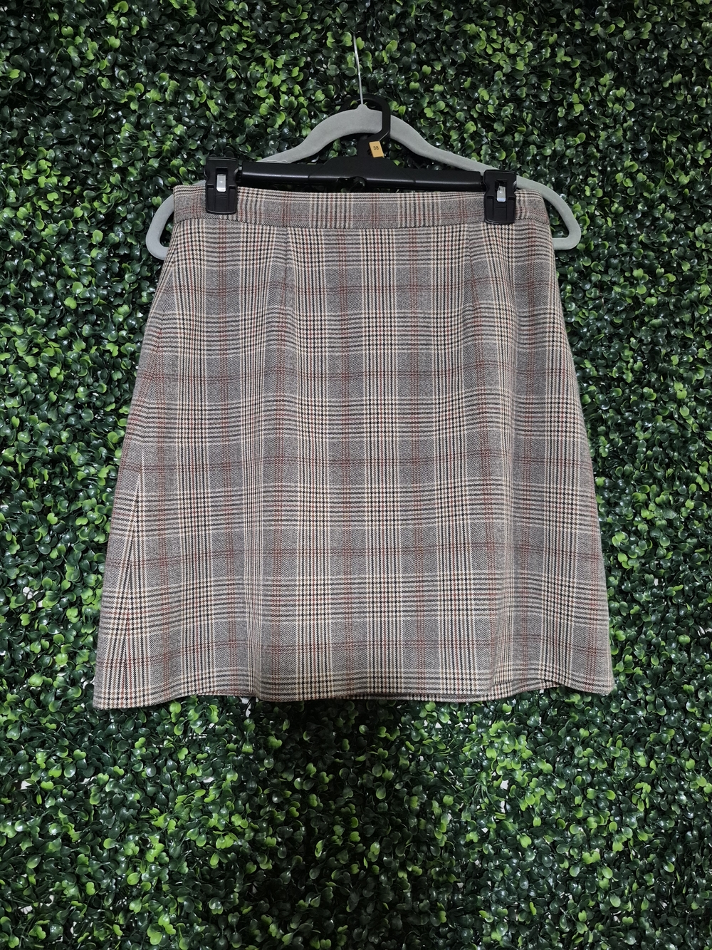 ANTONIO MELANI Plaid Mini Skirt in Taupe and Rust